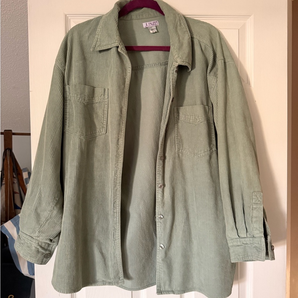 Vintage Green/Blue Corduroy Button-Up Shirt